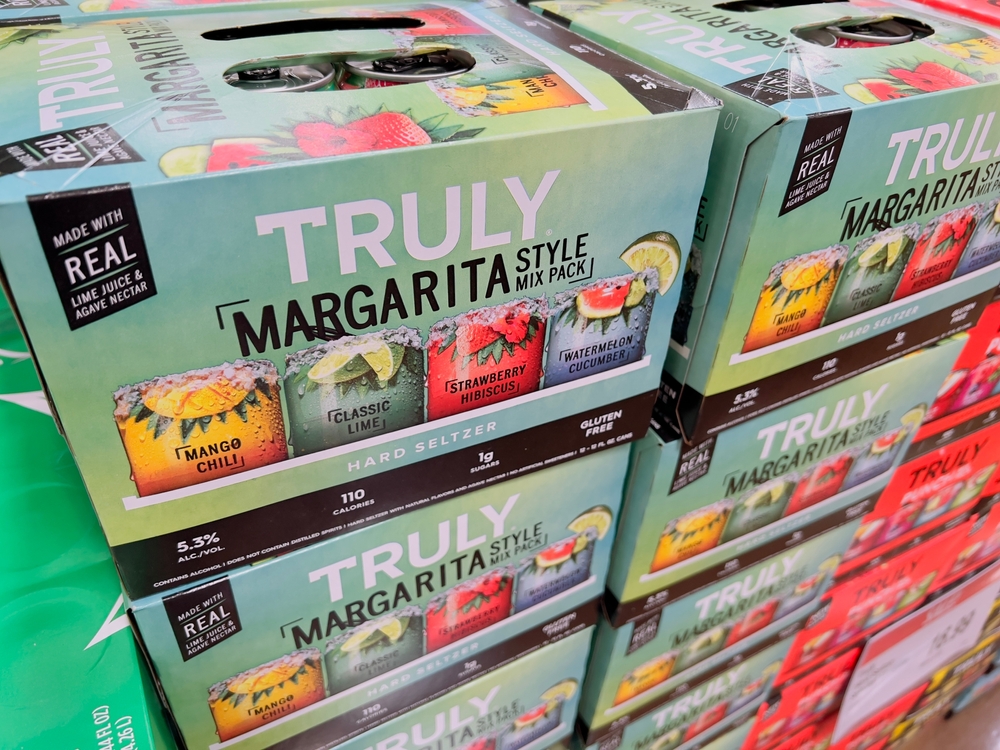 Boxes of Truly margarita in a supermarket