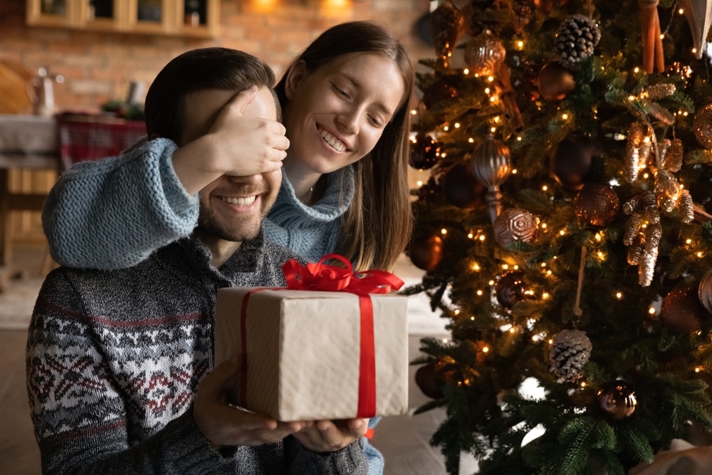 Couple happy with their gifts